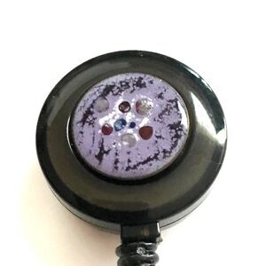 Art Enamel Copper Badge Holder Lanyard Vintage Charm Multicolor Purple Red